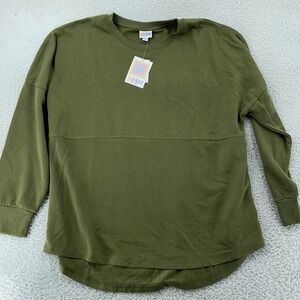 LuLaRoe Sweatshirt Womens XL Green Supply Crew Long Sleeve High Low Pullover‎